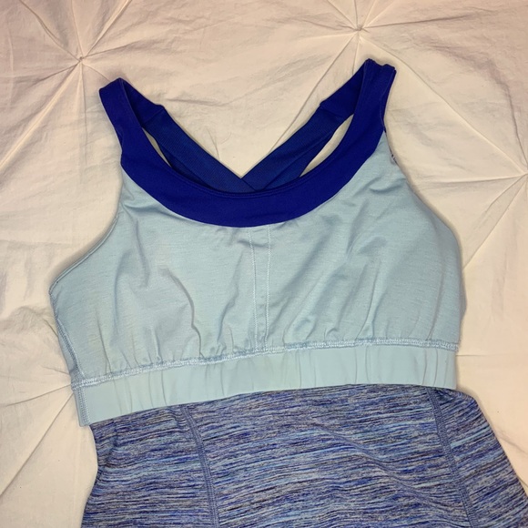 Lululemon | Navy / Teal Striped Dye Tank Top w Bra - Picture 7 of 8